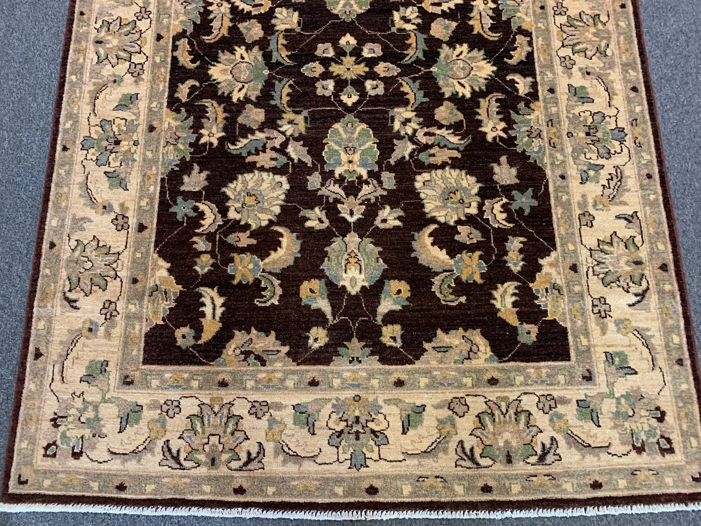 Oushak Brown 5X7 Handmade Wool Rug # 8744