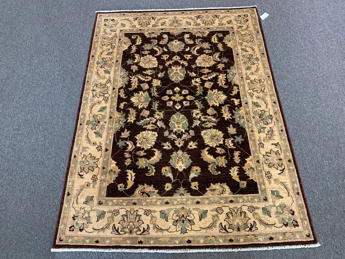 Oushak Brown 5X7 Handmade Wool Rug # 8744