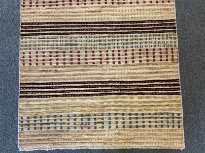 Multicolor Striped Modern 3X6 handmade Wool Rug # 9245