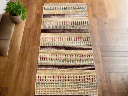 Multicolor Striped Modern 3X6 handmade Wool Rug # 9245