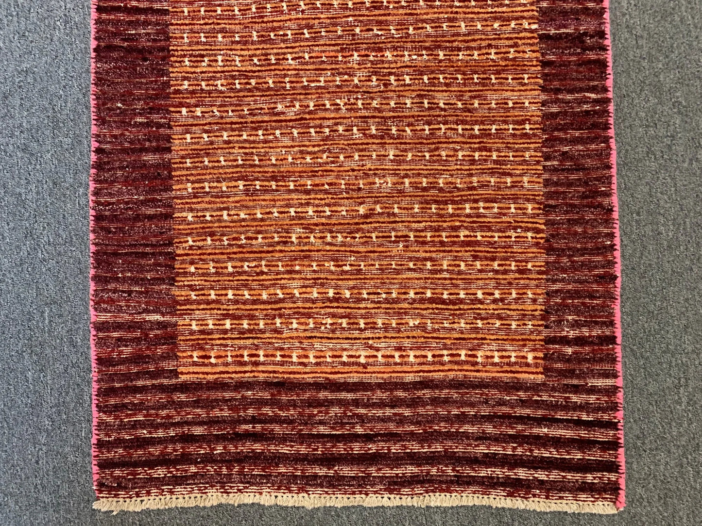 Striped Modern 3X4 handmade Wool Rug # 9250