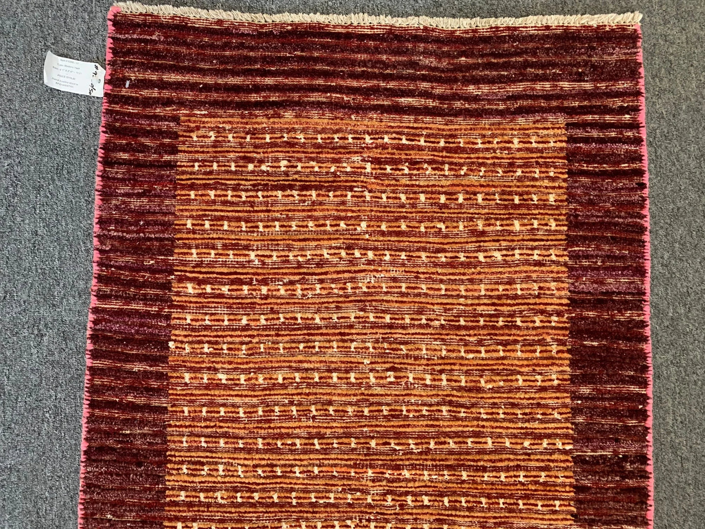 Striped Modern 3X4 handmade Wool Rug # 9250