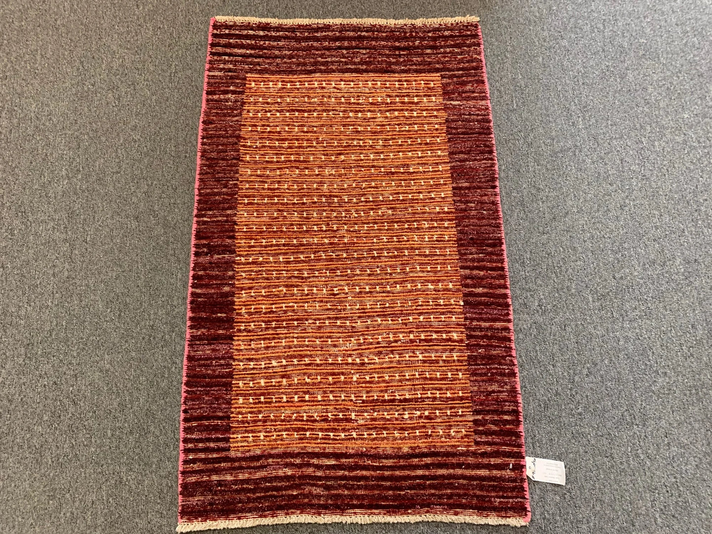 Striped Modern 3X4 handmade Wool Rug # 9250