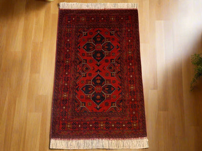 Khal Mohammadi Red Area Rug 3X4 Handmade Wool Rug # 11997