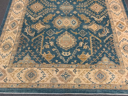 Oushak Chobi Blue 9X12 Handmade Wool Rug # 10303