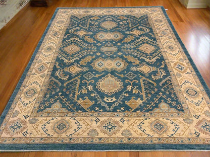 Oushak Chobi Blue 9X12 Handmade Wool Rug # 10303