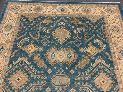 Oushak Chobi Blue 9X12 Handmade Wool Rug # 10303