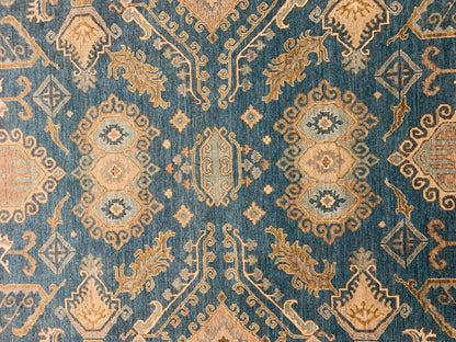 Oushak Chobi Blue 9X12 Handmade Wool Rug # 10303