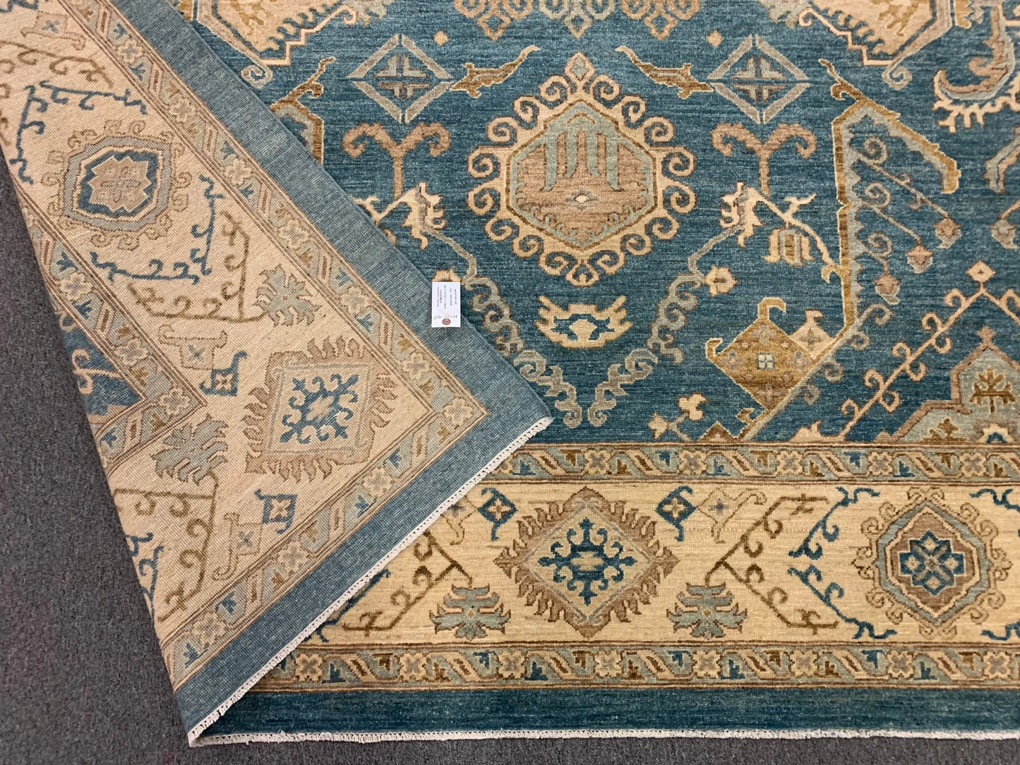 Oushak Chobi Blue 9X12 Handmade Wool Rug # 10303