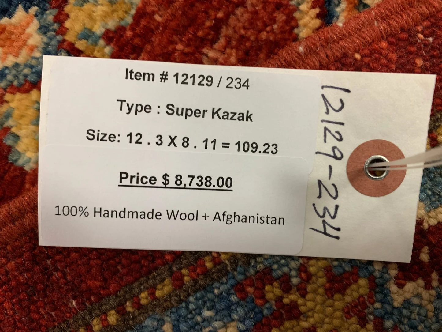 Super Kazak 9X12 Handmade Wool Rug # 12129