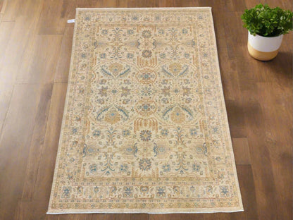 Beige/Light Blue Ziegler 5X7 Handmade Wool Rug # 9296