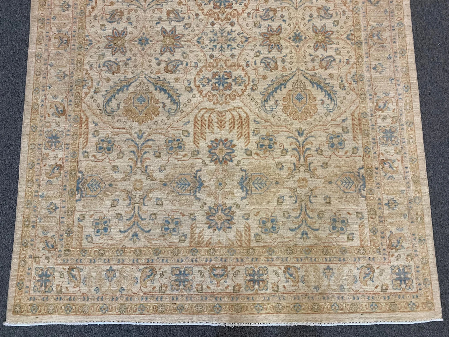 Beige/Light Blue Ziegler 5X7 Handmade Wool Rug # 9296