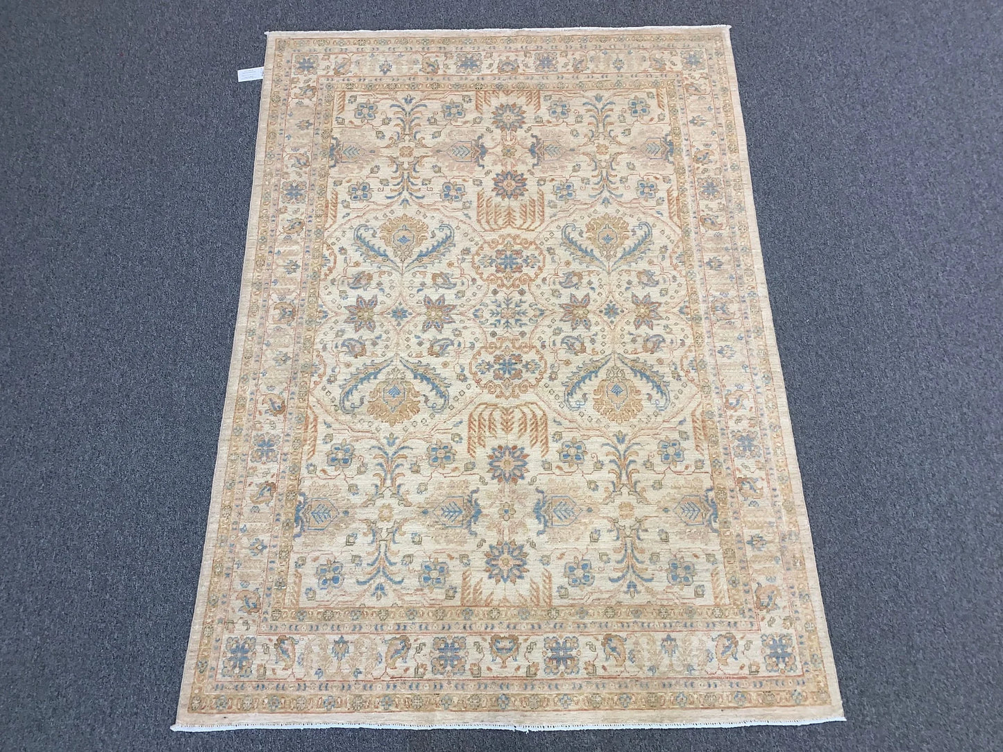 Beige/Light Blue Ziegler 5X7 Handmade Wool Rug # 9296