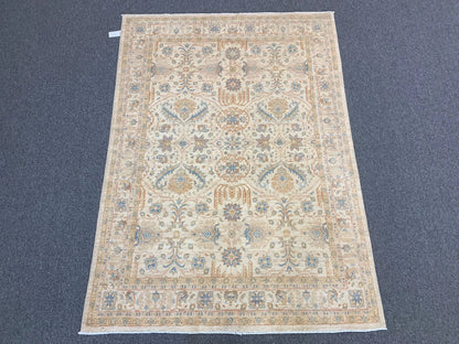 Beige/Light Blue Ziegler 5X7 Handmade Wool Rug # 9296