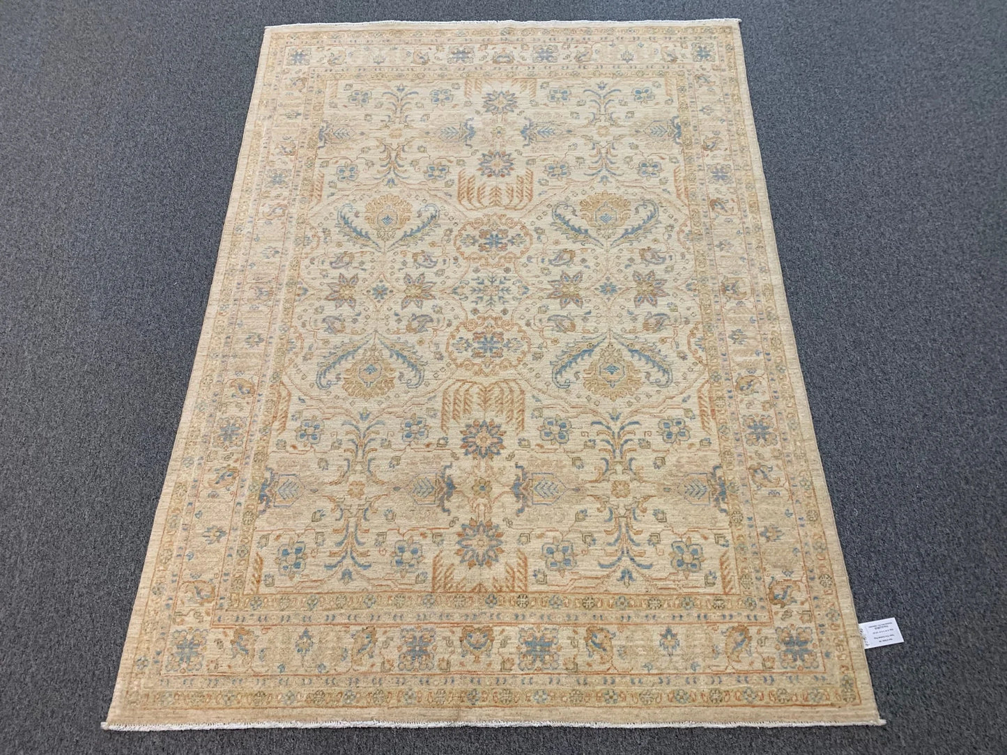 Beige/Light Blue Ziegler 5X7 Handmade Wool Rug # 9296