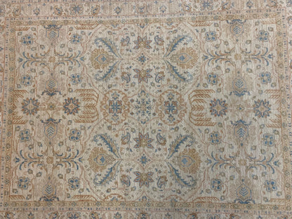 Beige/Light Blue Ziegler 5X7 Handmade Wool Rug # 9296