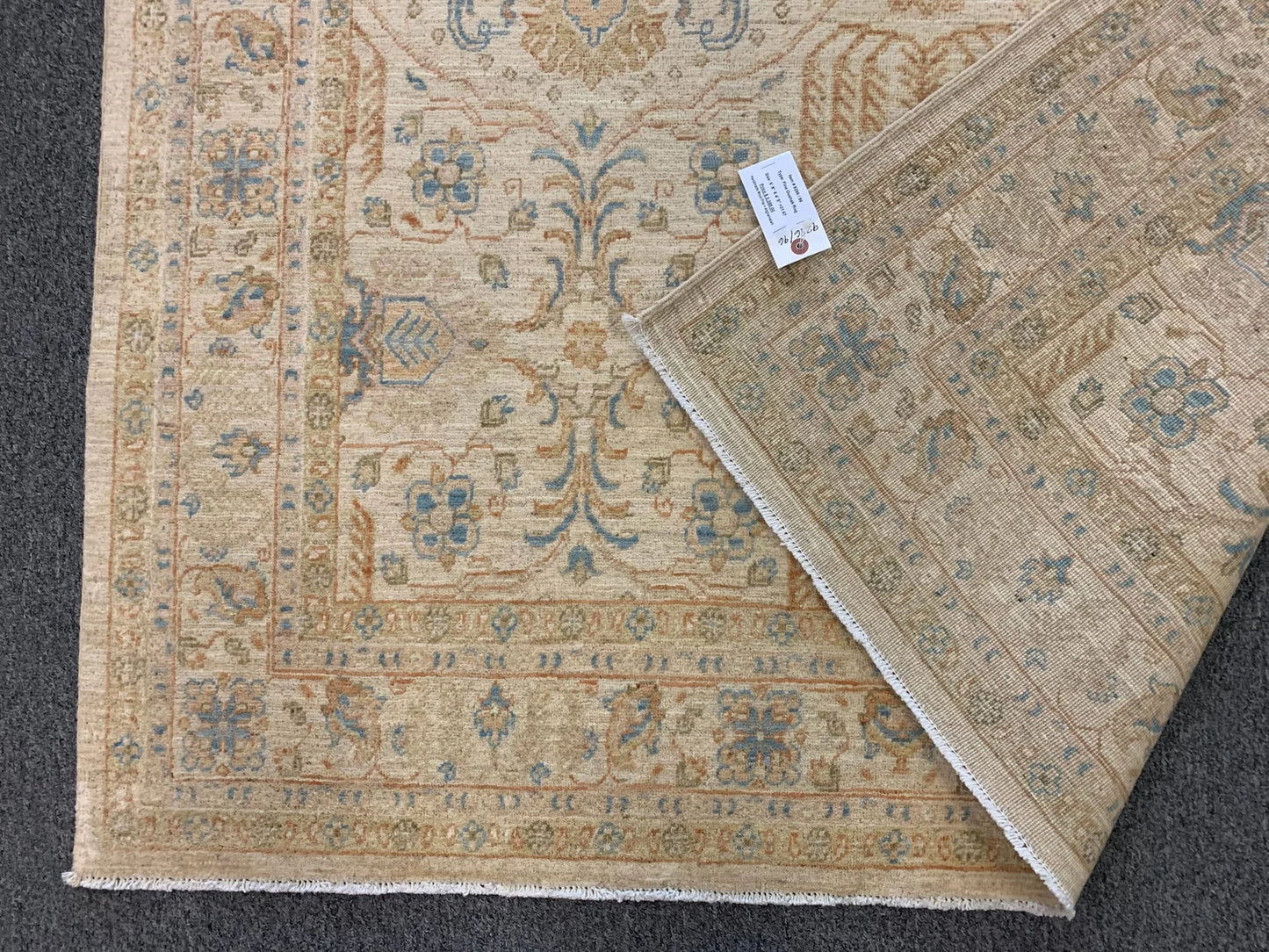 Beige/Light Blue Ziegler 5X7 Handmade Wool Rug # 9296