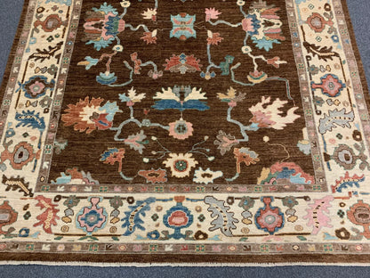 8X10 Oushak Brown/Beige Handmade Wool Rug # 12191