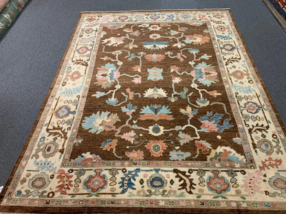 8X10 Oushak Brown/Beige Handmade Wool Rug # 12191