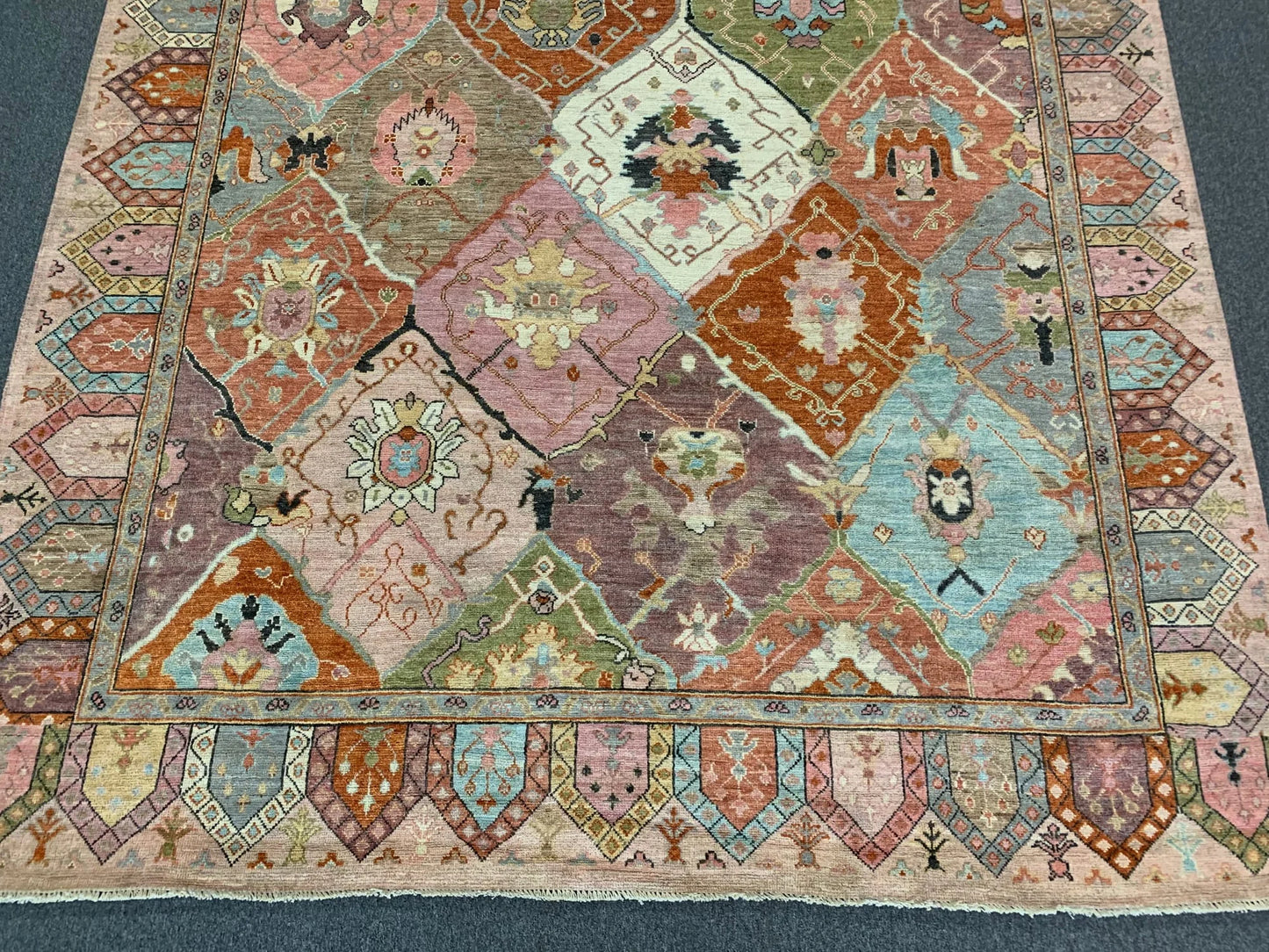 Multicolor Oushak 9X12 Handmade Wool Rug # 12199