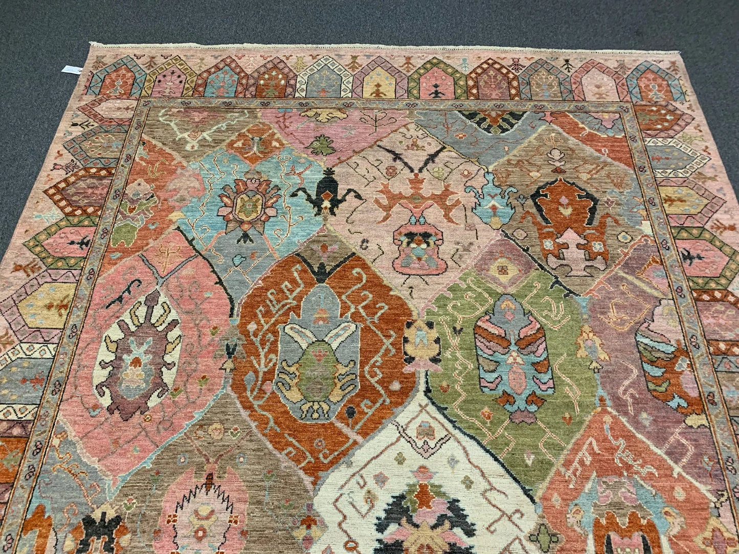 Multicolor Oushak 9X12 Handmade Wool Rug # 12199