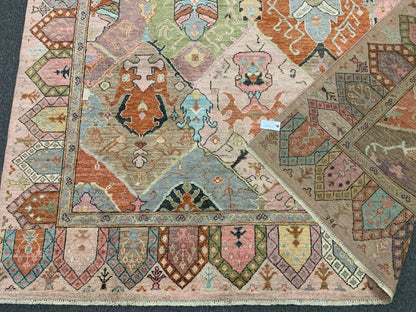 Multicolor Oushak 9X12 Handmade Wool Rug # 12199