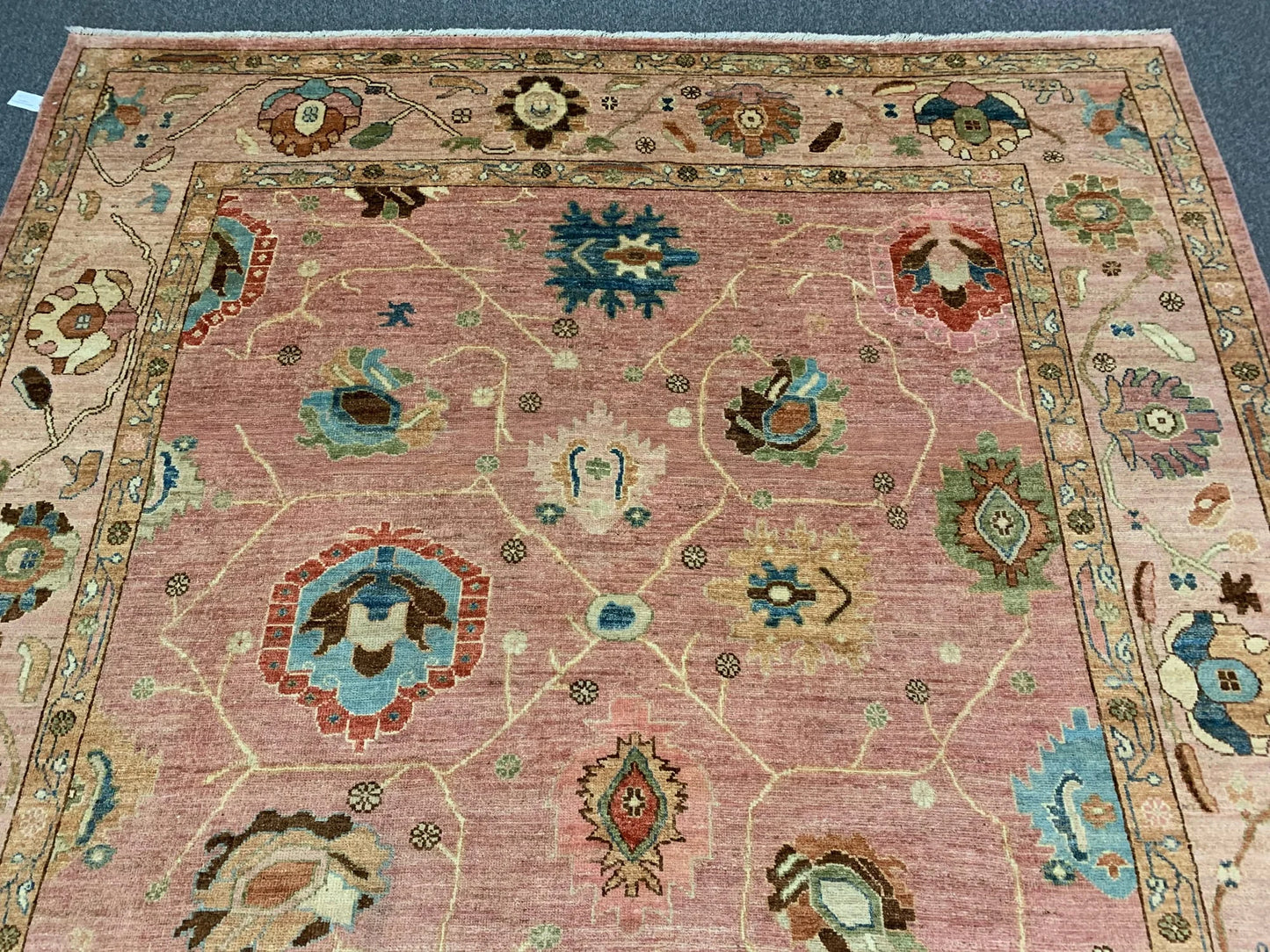 Pink Oushak 9X12 Handmade Wool Rug # 12196