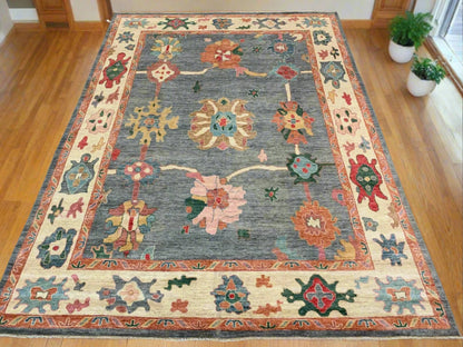 Gray/Beige 9X12 Oushak Handmade Wool Rug # 12203