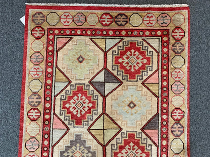 Tribal Geometric 3 X 5 Handmade Wool Rug # 12236