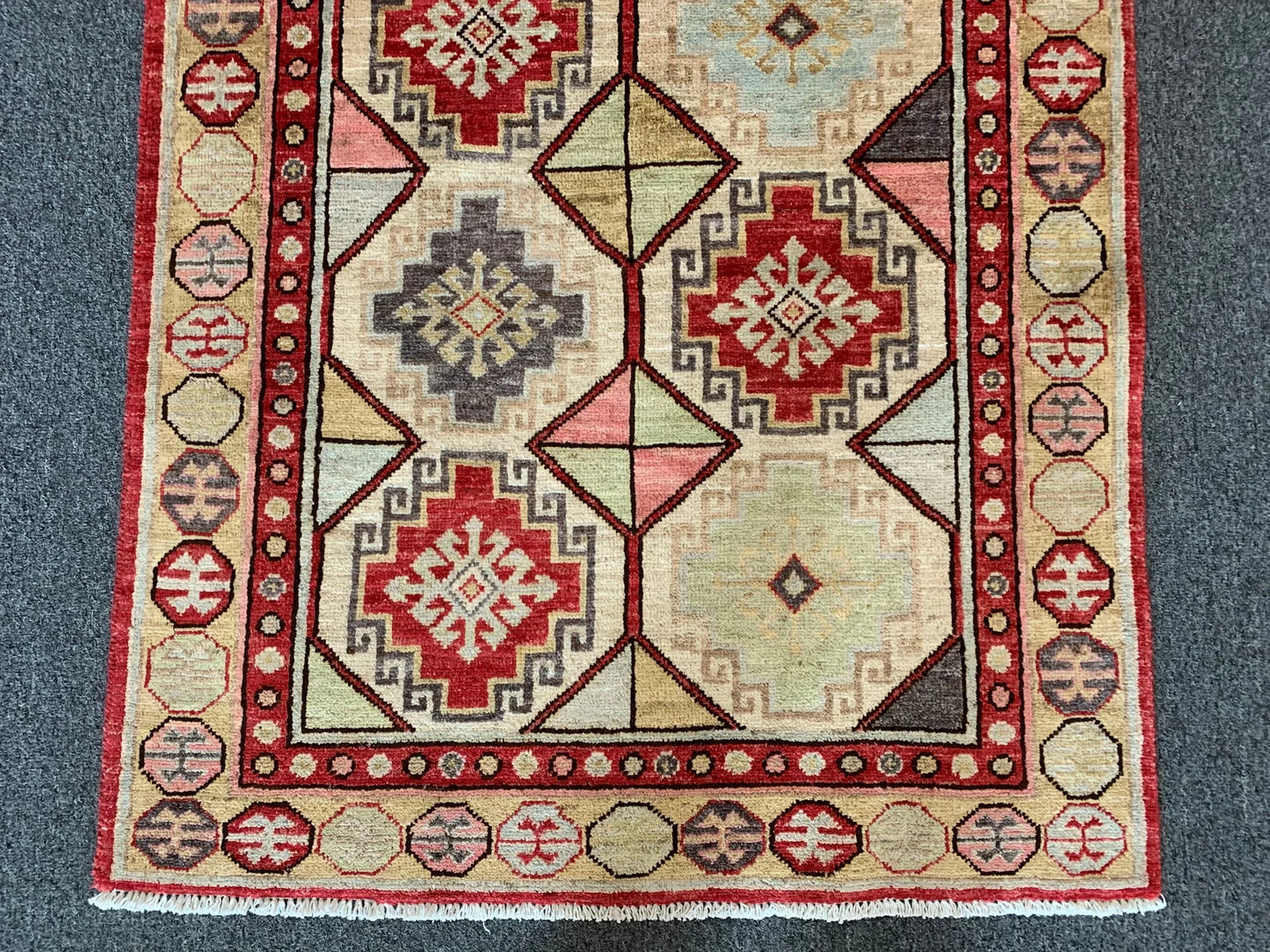 Tribal Geometric 3 X 5 Handmade Wool Rug # 12236