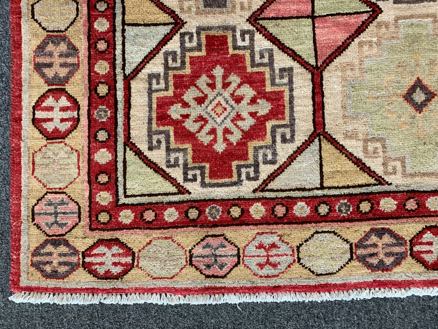 Tribal Geometric 3 X 5 Handmade Wool Rug # 12236