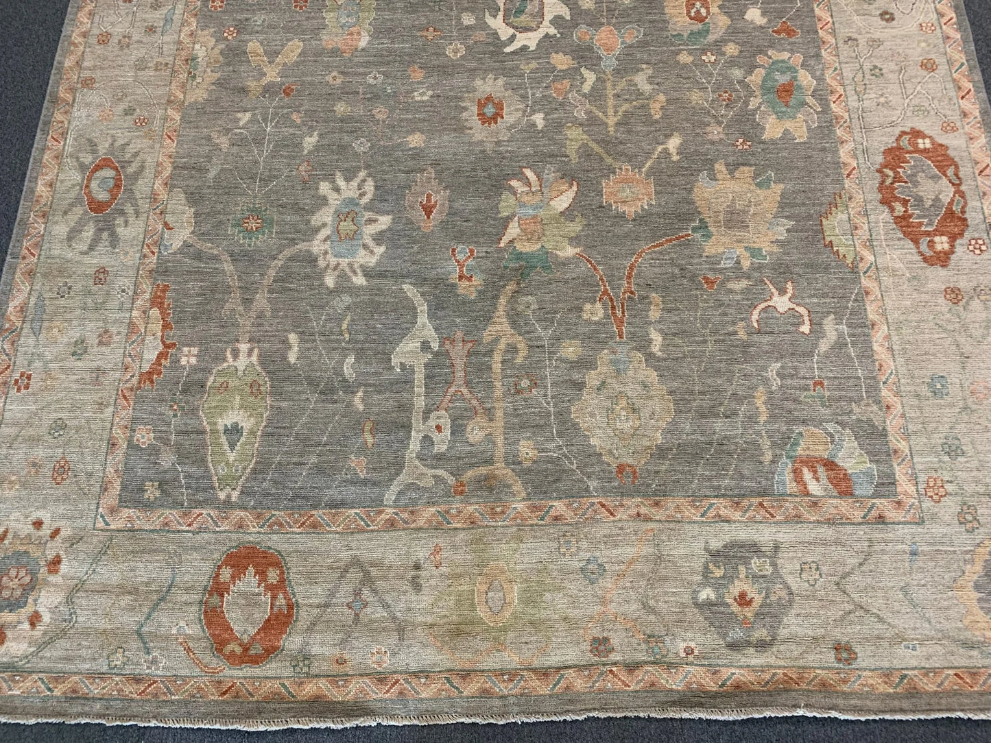 Oushak Gary 9X12 Handmade Wool Rug # 12201