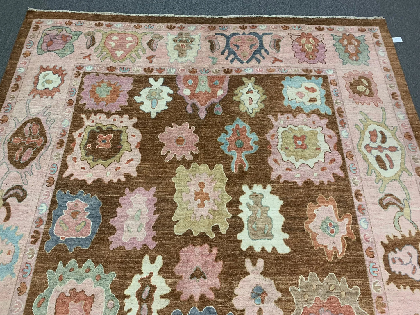 Oushak Brown 9X12 Handmade Wool Rug # 12208