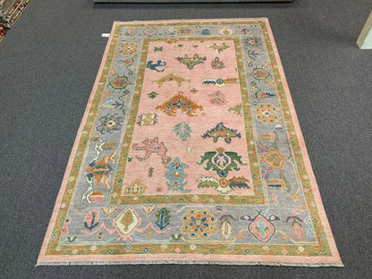 Oushak Pink 6X9 Handmade Wool Rug # 12216