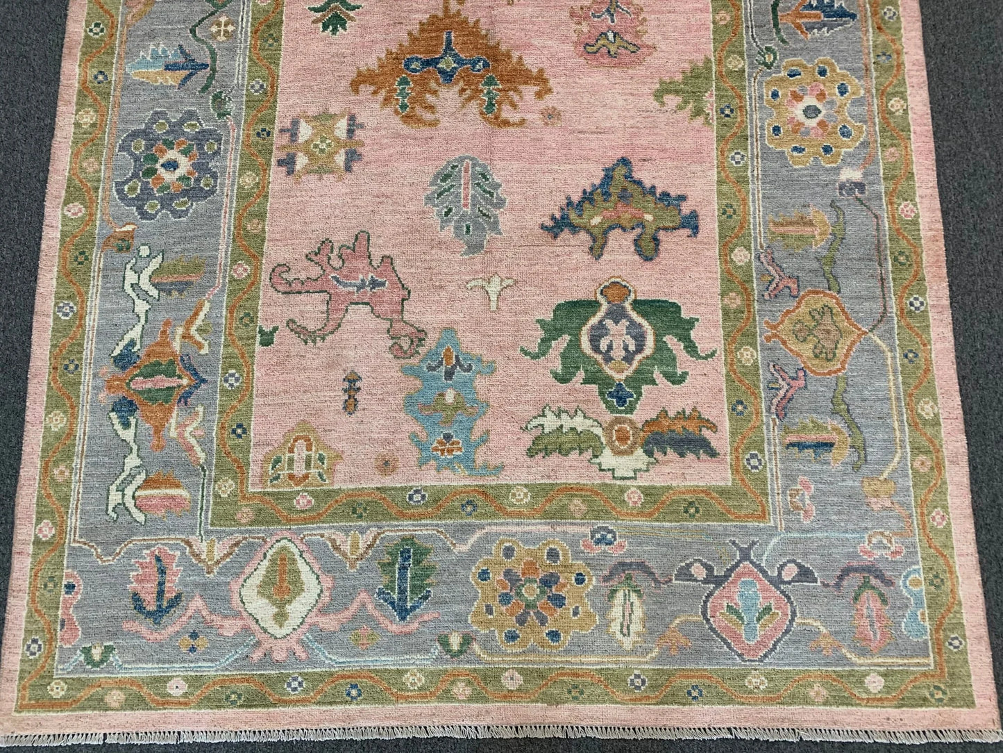 Oushak Pink 6X9 Handmade Wool Rug # 12216