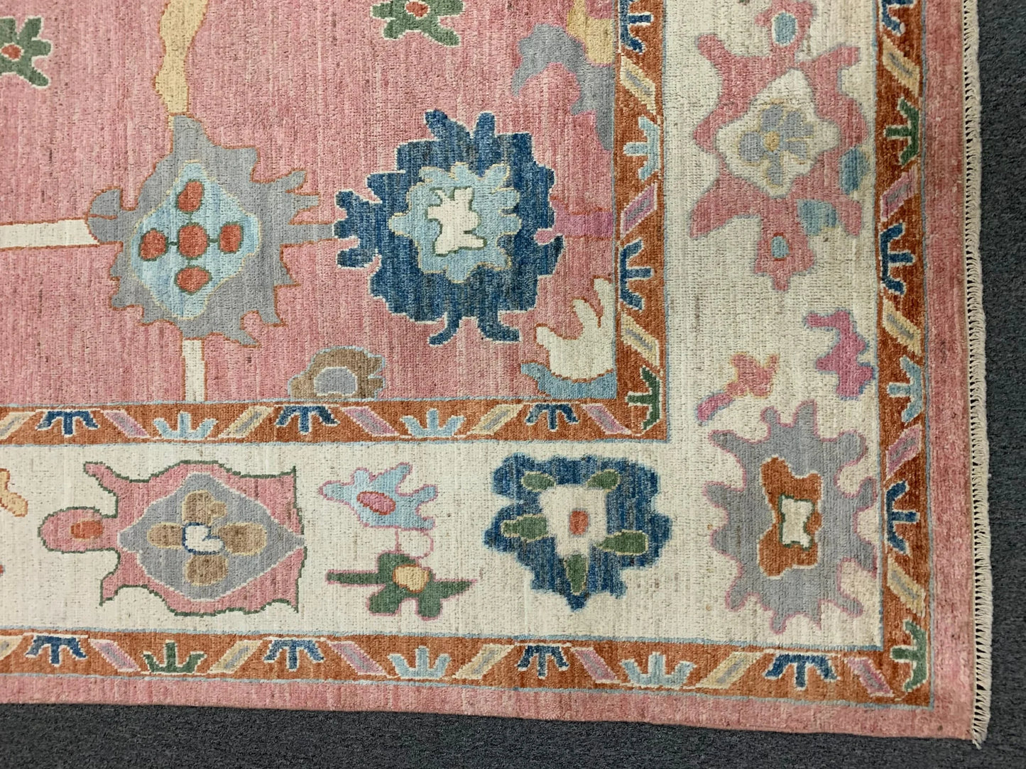 Oushak Pink/ivory 9X12 Handmade Wool Rug # 12195