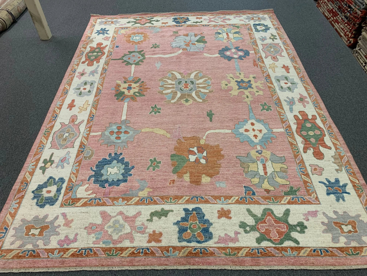 Oushak Pink/ivory 9X12 Handmade Wool Rug # 12195