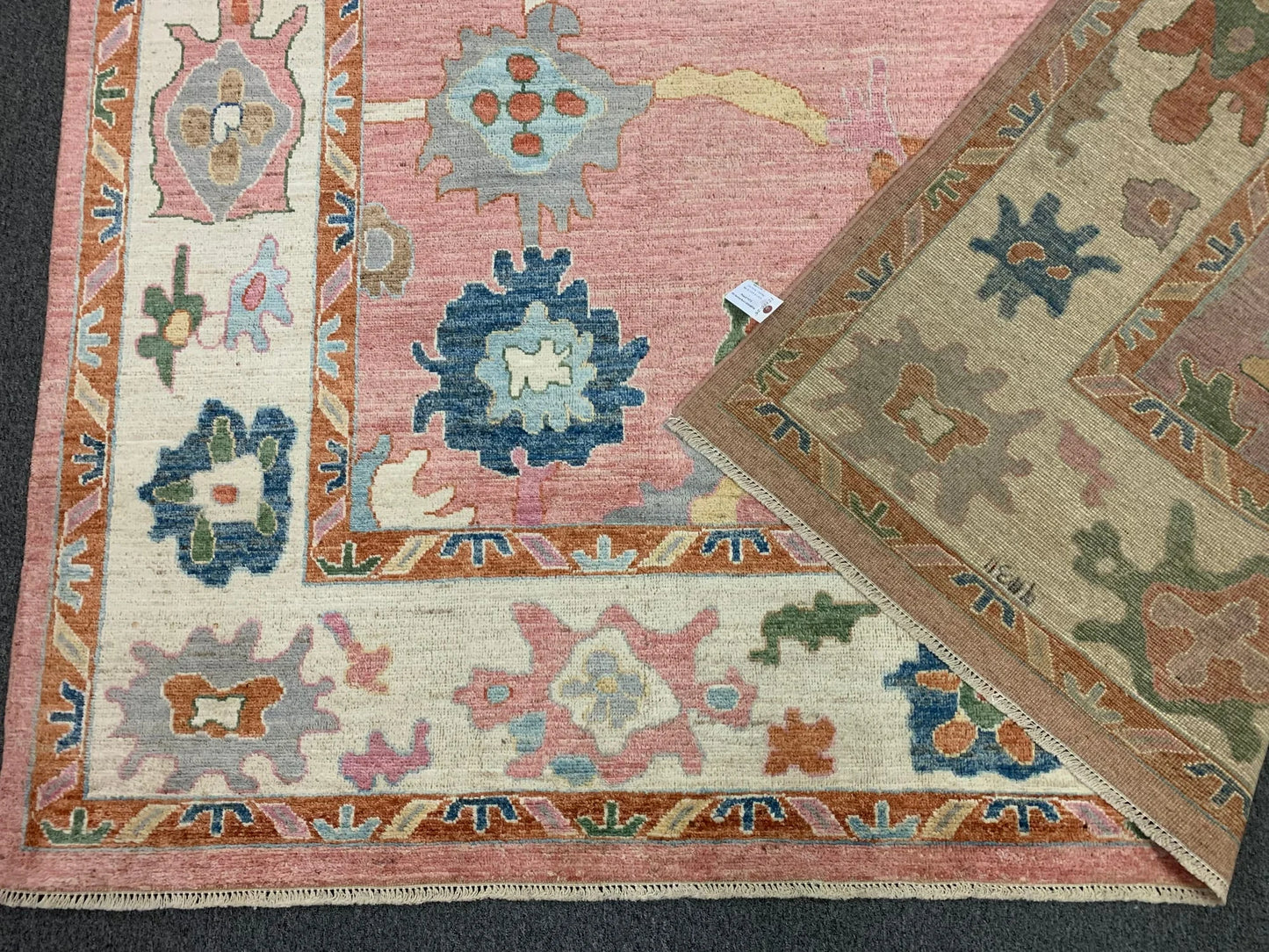 Oushak Pink/ivory 9X12 Handmade Wool Rug # 12195