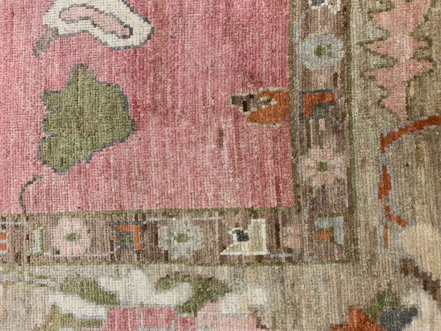 Pink/Soft Green 9X12 Oushak Handmade Wool Rug # 12213