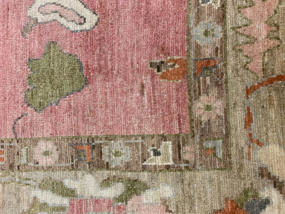 Pink/Soft Green 9X12 Oushak Handmade Wool Rug # 12213