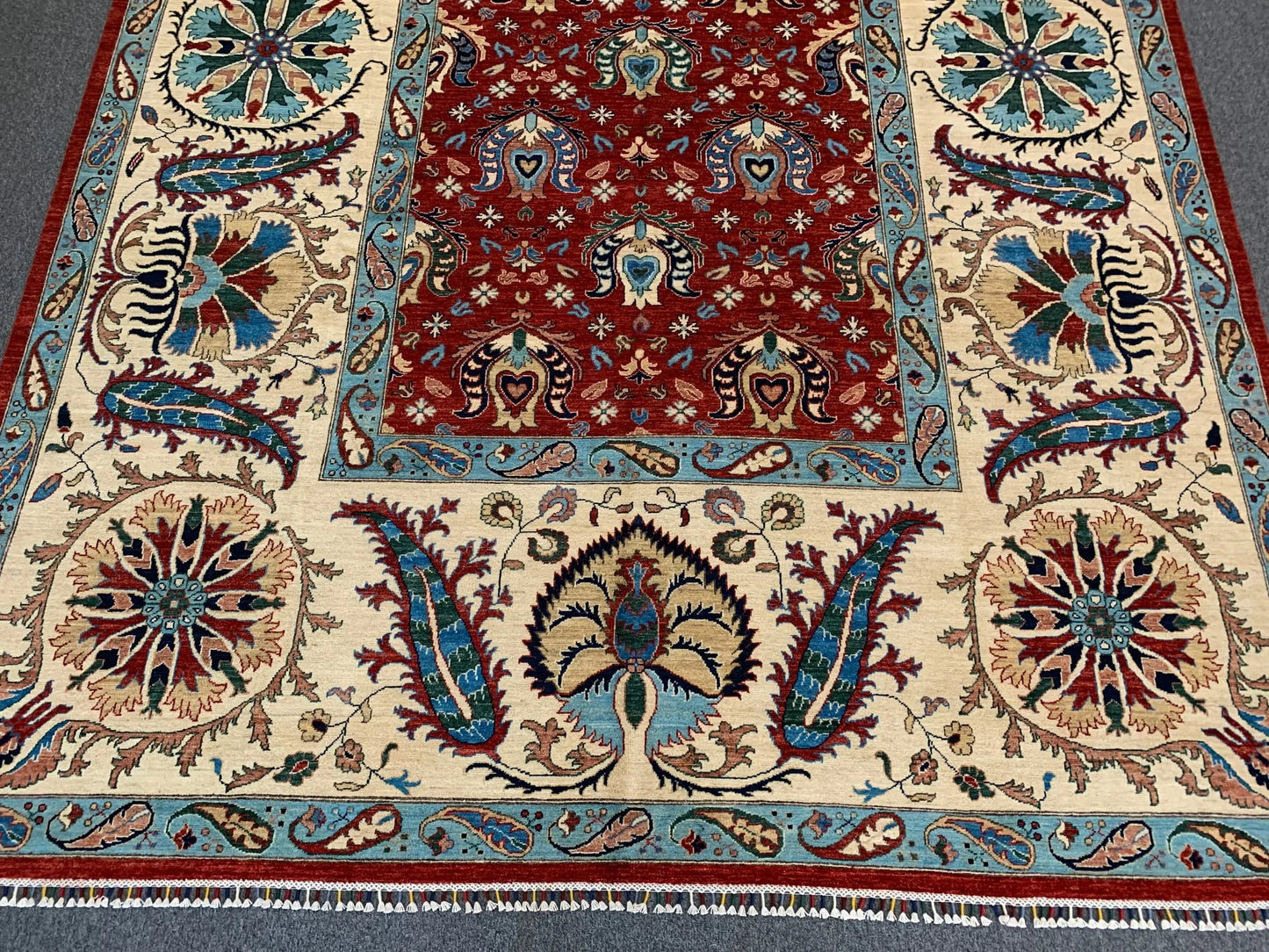 Mahal Floral 10X14 Handmade Wool Rug # 11255