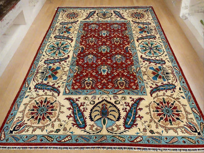 Mahal Floral 10X14 Handmade Wool Rug # 11255