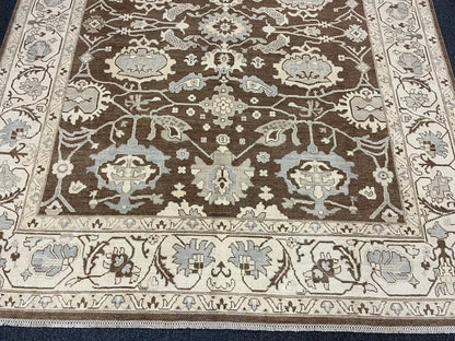 Oushak Brown/Beige 8X10 Handmade Wool Rug # 11514