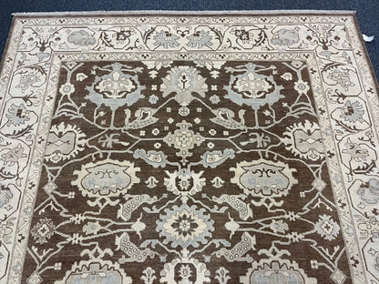 Oushak Brown/Beige 8X10 Handmade Wool Rug # 11514