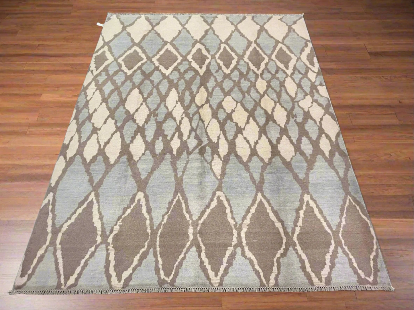 Light Blue Modern 8X10 Natural Wool Color Handmade Rug # 11481