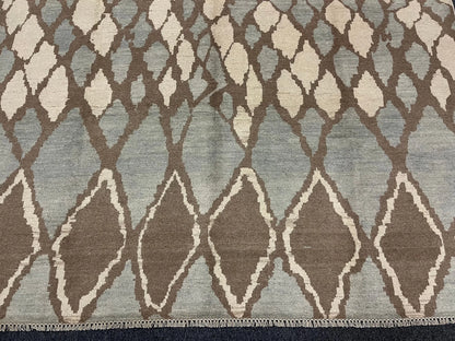 Light Blue Modern 8X10 Natural Wool Color Handmade Rug # 11481