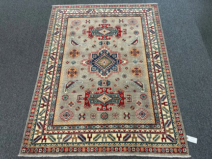 Kazak Gray Brown 5X7 Handmade Wool Rug # 12537