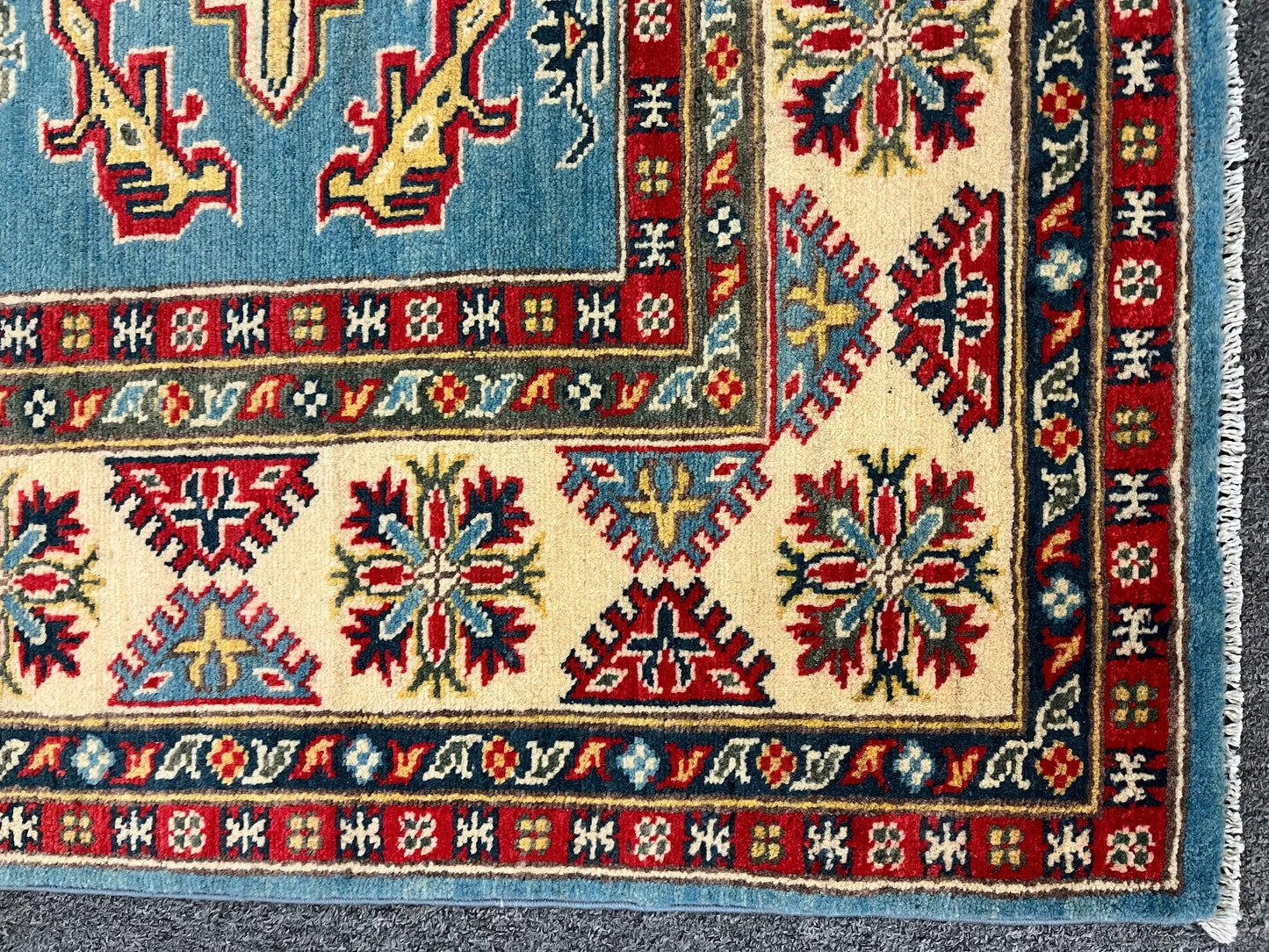 Kazak Light Blue 5X7 Handmade Wool Rug # 12536