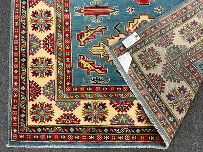 Kazak Light Blue 5X7 Handmade Wool Rug # 12536