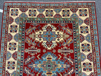 Kazak Red 5X7 Handmade Wool Rug # 12535
